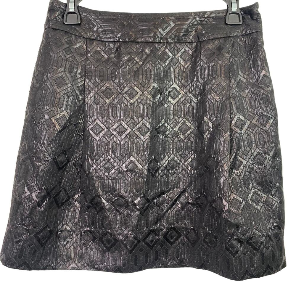 Tory Burch Womens Siri Short Whimsigoth Witchy Shiny Pleated Black Skirt sz 6